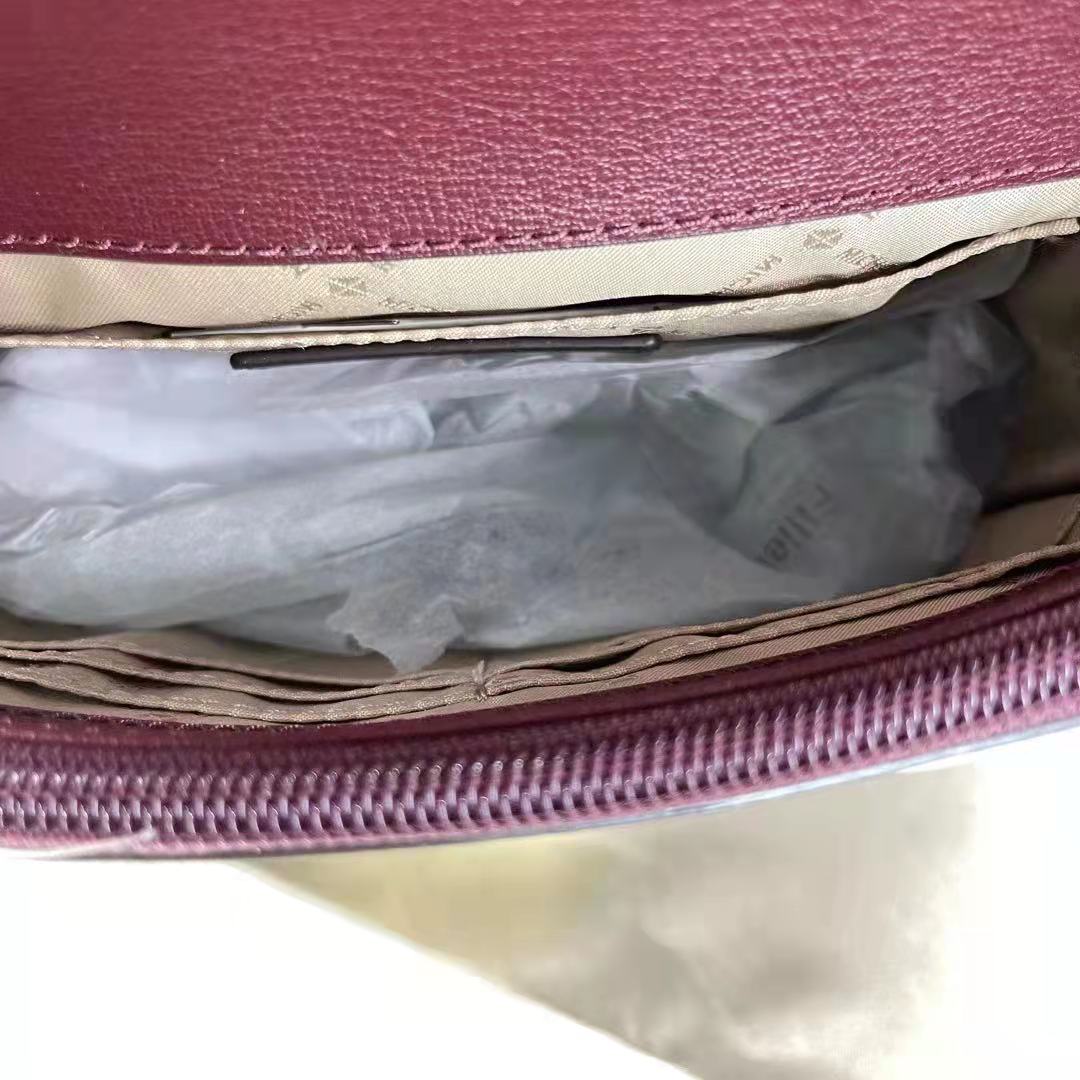 Michael Kors Rose 35F1GX0L2B Medium Flap Shldr Messenger Bag In Merlot Michael Kors Rose 35F1GX0L2B Medium Flap Shldr Messenger Bag In Merlot